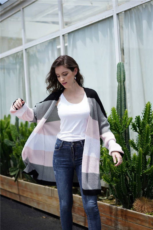 CWOSWL1416_ Casual Open Front Long Cardigan Sweater