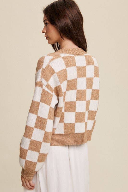 Single-breasted V-neck long-sleeved cardigan