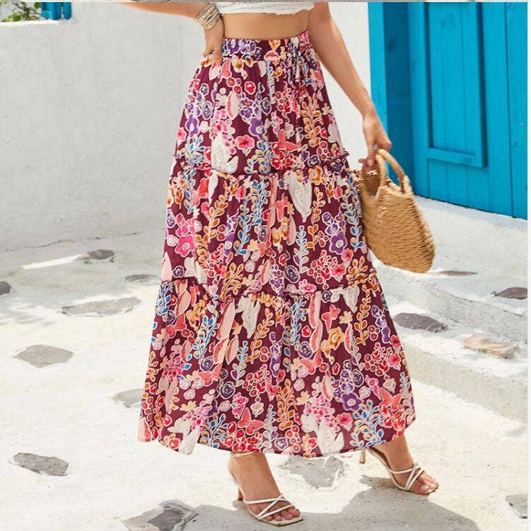 Exotic high-waisted slimming full-length skirt