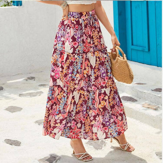 Exotic high-waisted slimming full-length skirt