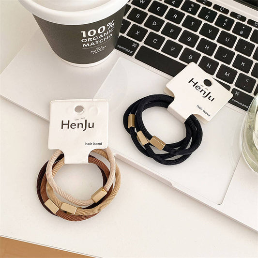 4PCS/SET FASHION STRETCHY ELASTIC SIMPLE HAIR TIES_CWAHA0338
