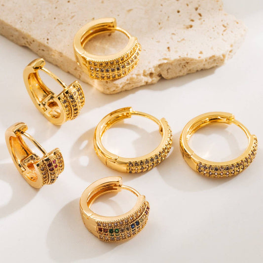 Starry Hoop Earrings Gold-Plated Unique Design_CWMM8534