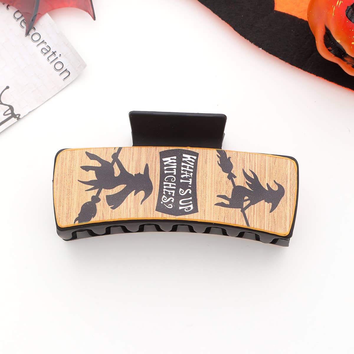 WITCH PRINT LEATHER WESTERN HAIR CLAW CLIPS