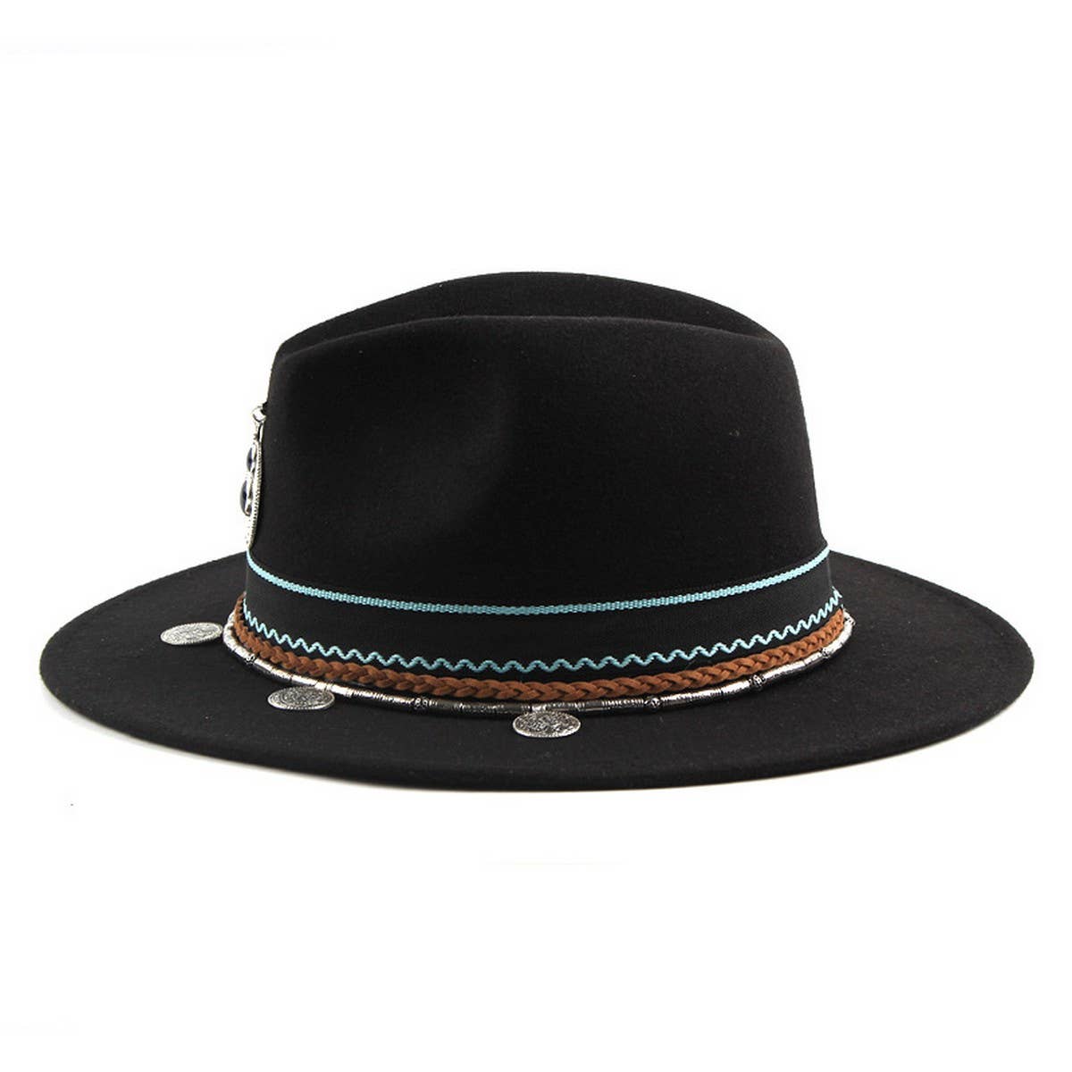 VINTAGE FELT FLAT BRIM PANAMA HAT_CWAH1896