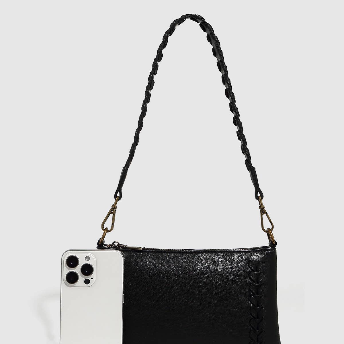 New PU Woven Drawstring Mini Shoulder Bag_CWAB5697