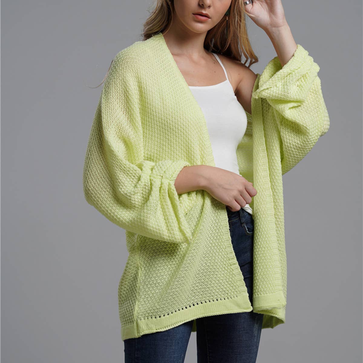 SOLID COLOR KNIT CARDIGAN SWEATER COAT