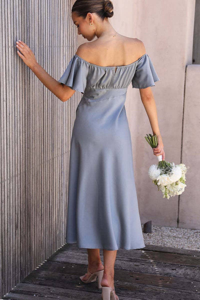 CWDMD5676_SEXY BACKLESS V-NECK SPLIT SHORT SLEEVE DRESS