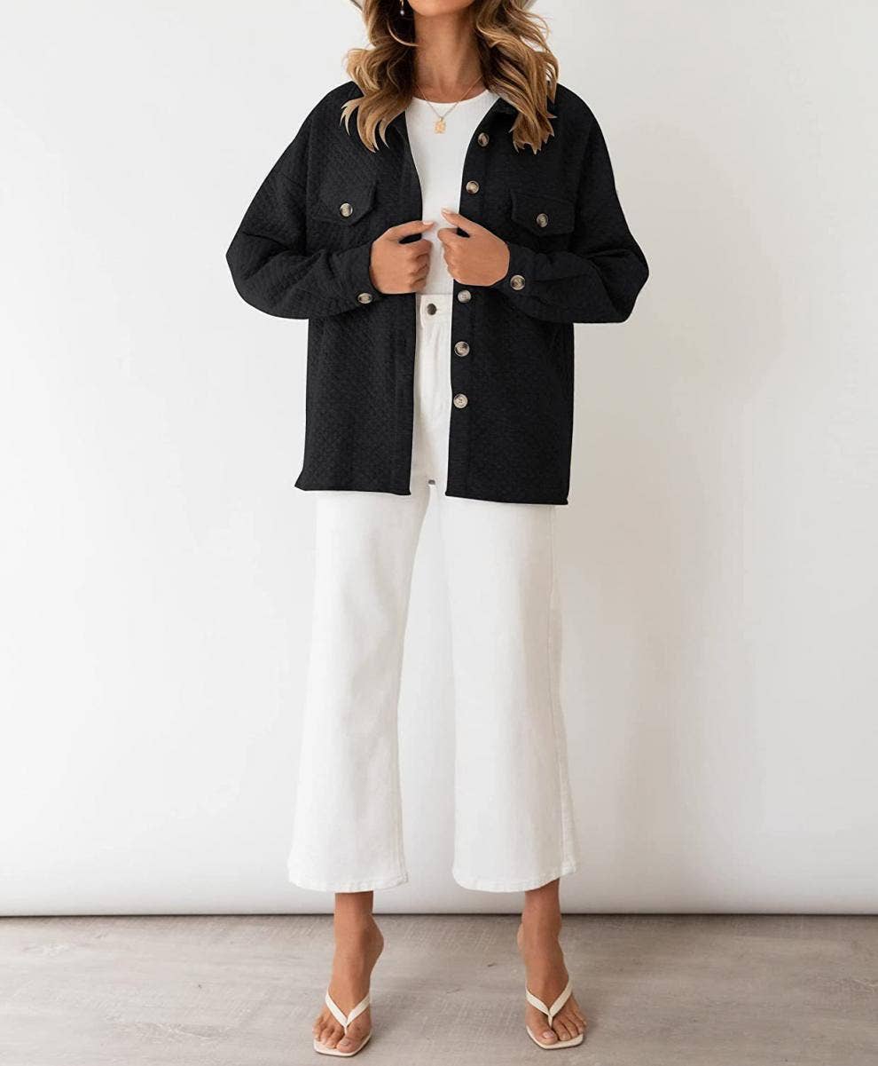 LIGHT CASUAL SOLID COLOR COAT WITH DIAMOND POCKET