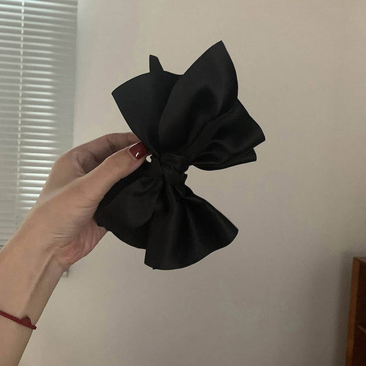Large Satin Bow Hair Claw - Chic Short Hair Clip