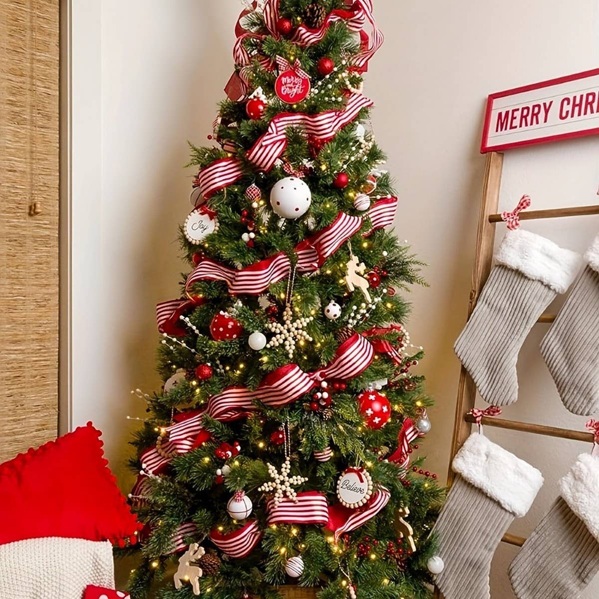 CWMM10198_CHRISTMAS RIBBON SET RED WRAP BOWS