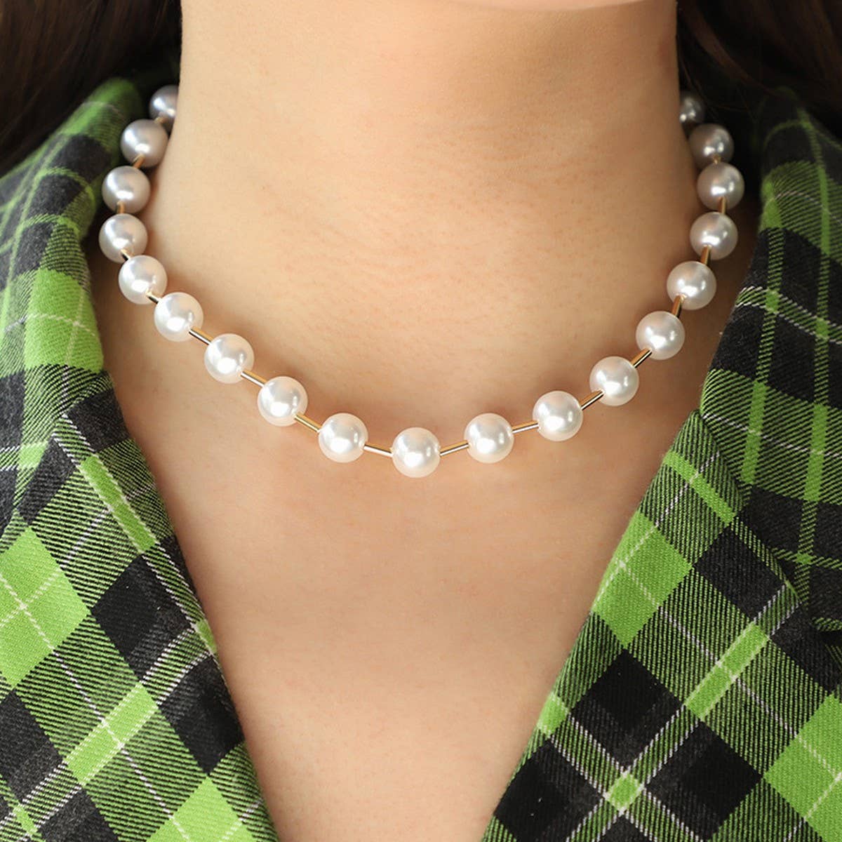 WOMEN'S ALL-MATCH METAL PEARL ELASTIC NECKLACE