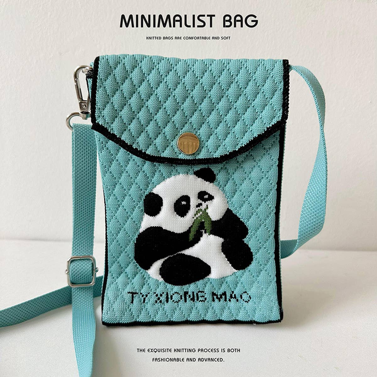 CUTE CARTOON PANDA KNITTED SHOULDER BAG_CWAB1520