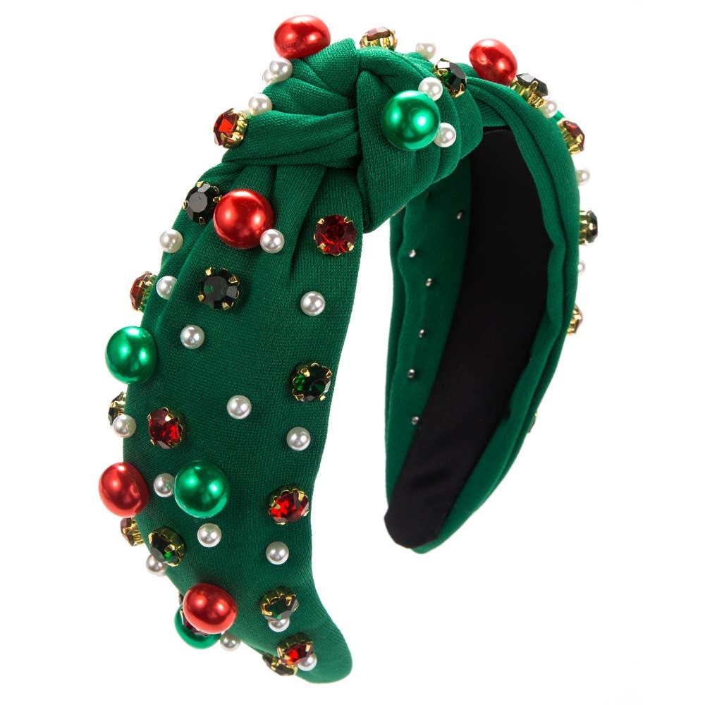 CHRISTMAS PEARL HEADBAND WITH DRILL BAND