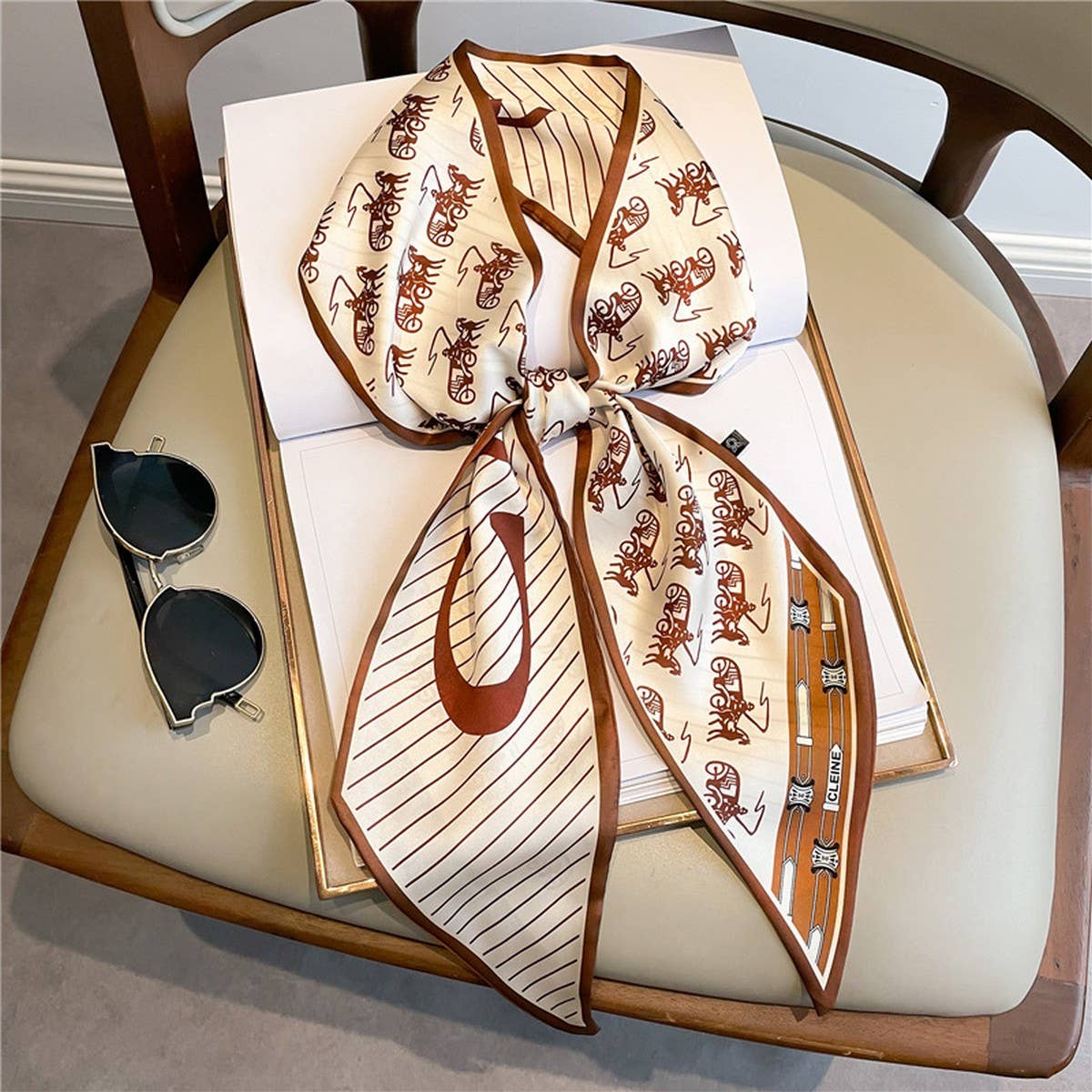 Skinny Silk Scarf for Hair, Neck or Bag Wrap_CWASC1512🎗️