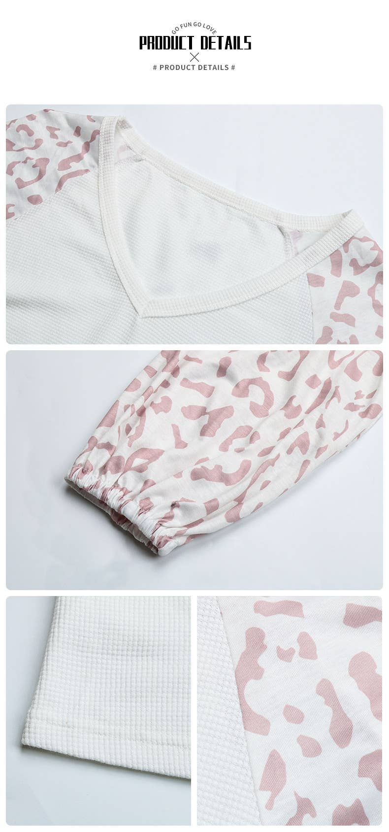 WAFFLE PATTERNED LEOPARD V-NECK SWEATER WITH BASE