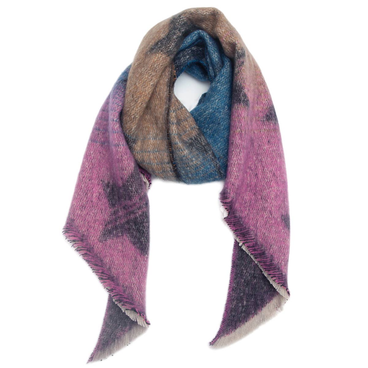 Striped Fuzzy Shawl - Thick Winter Wrap for Women_CWASC0120