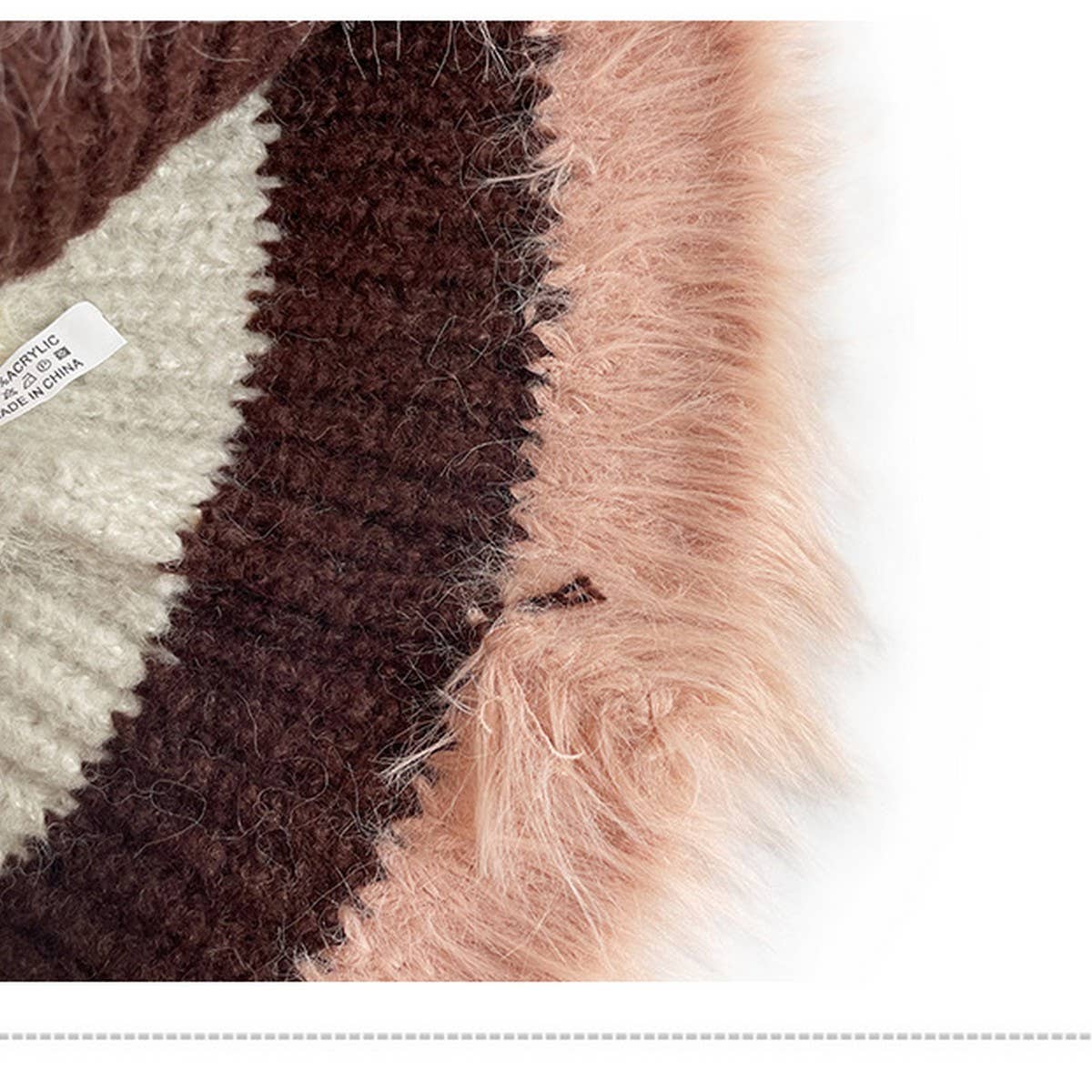 STRIPED COLORBLOCK PLUSH EDGE WOMEN'S KNITTED HAT_CWAH2062