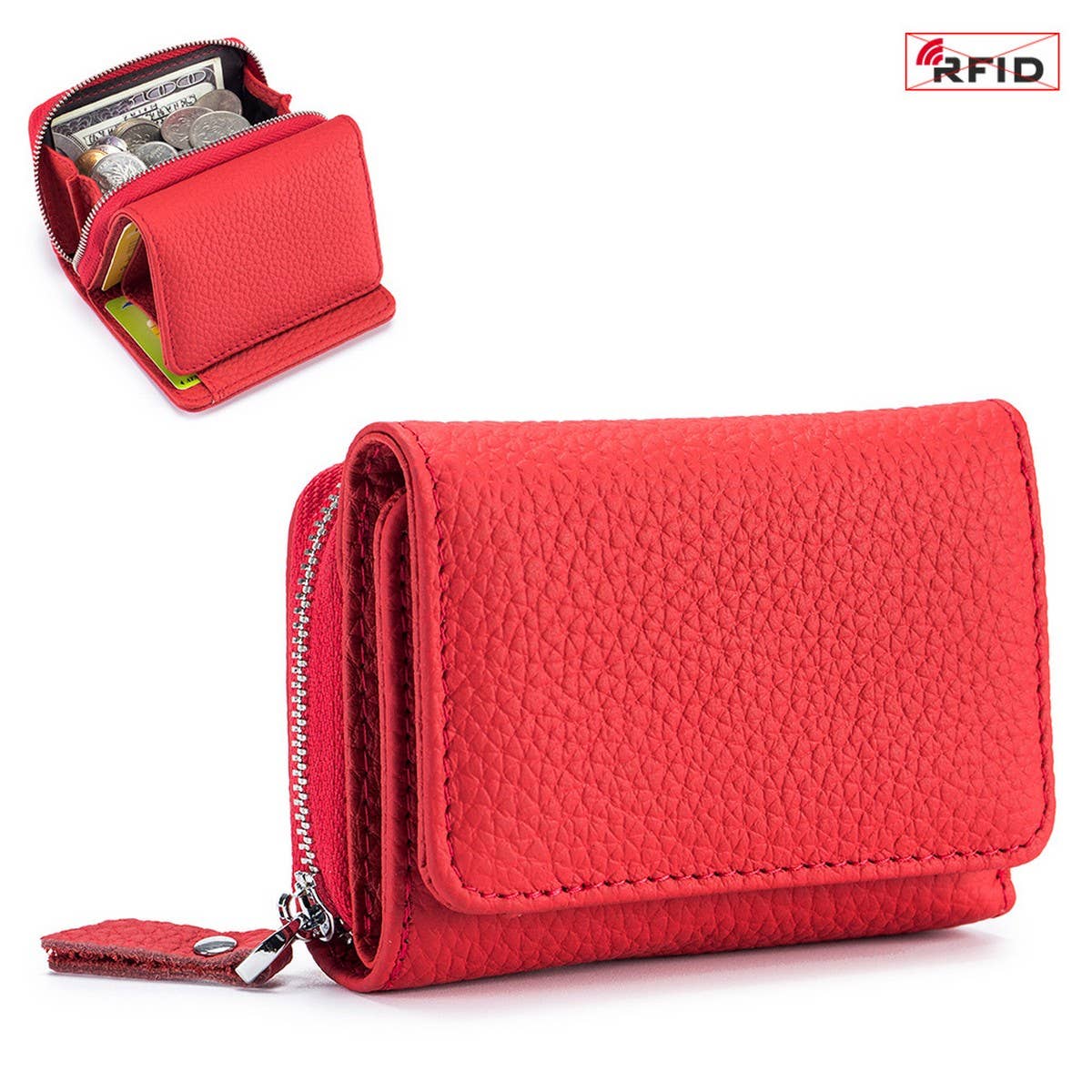 SMALL TRIFOLD MINI LEATHER LARGE CAPACITY WALLET_CWAB3787