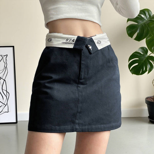 Slimm street fashion high-waisted A-line skirt