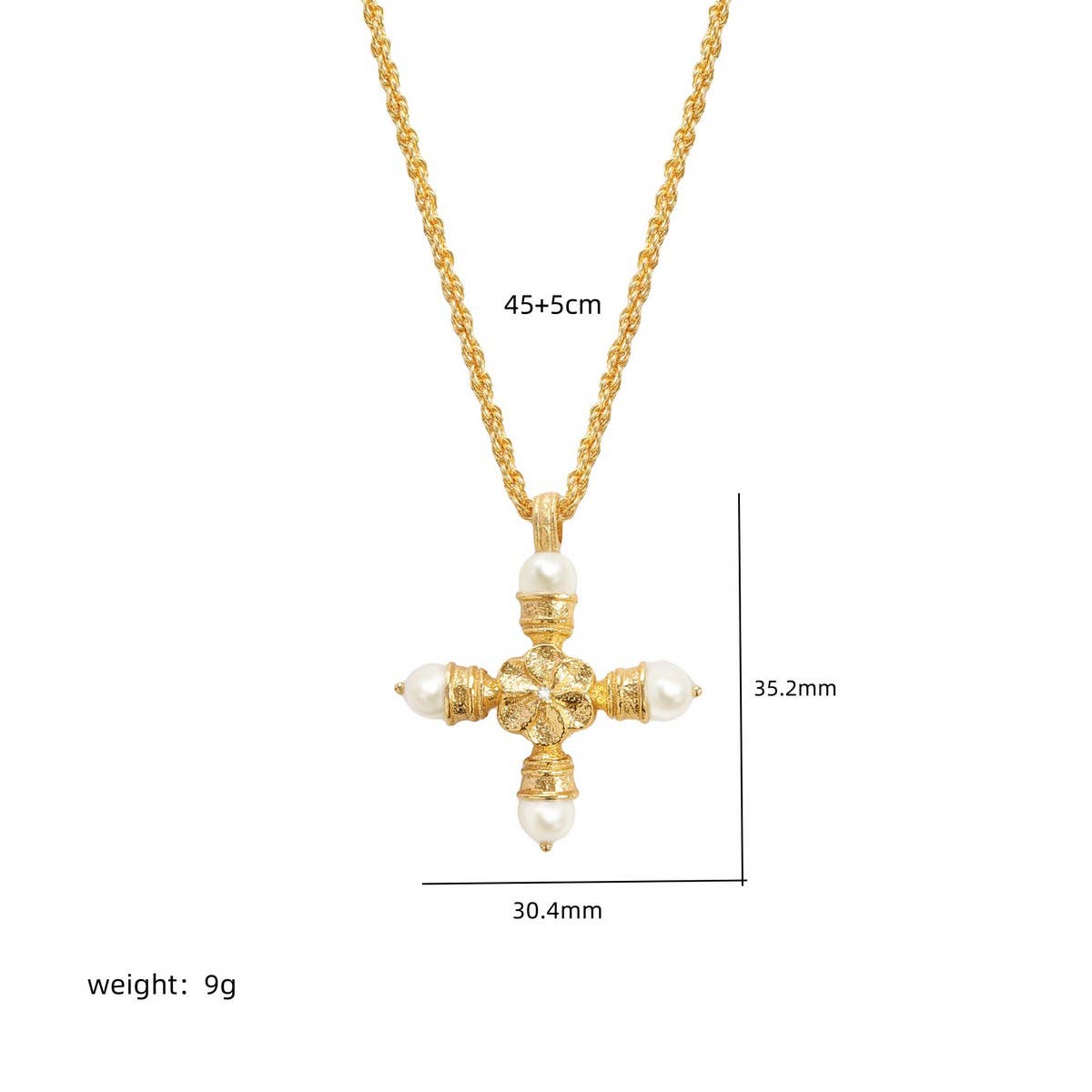 Personalized Pearl Zircon Cross Necklace_CWMM5307