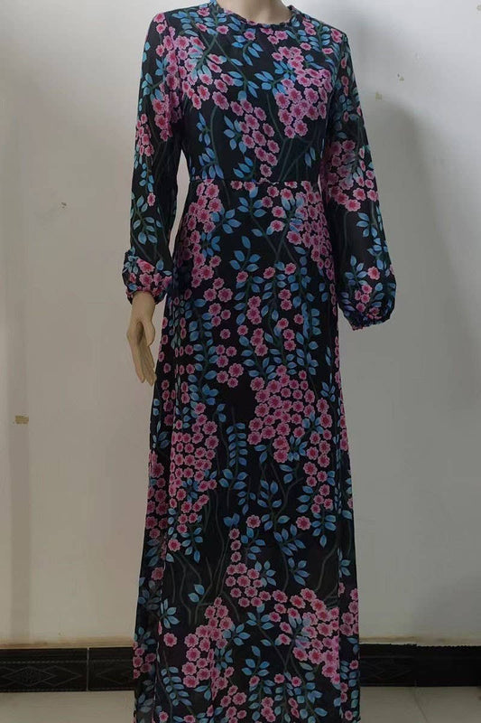 CWDMD01238_SEXY BACKLESS SLIM-FITTING PRINTED DRESS