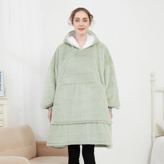 Plus Size Wearable Hoodie Blanket with Bunny Fur_CWAHA6518