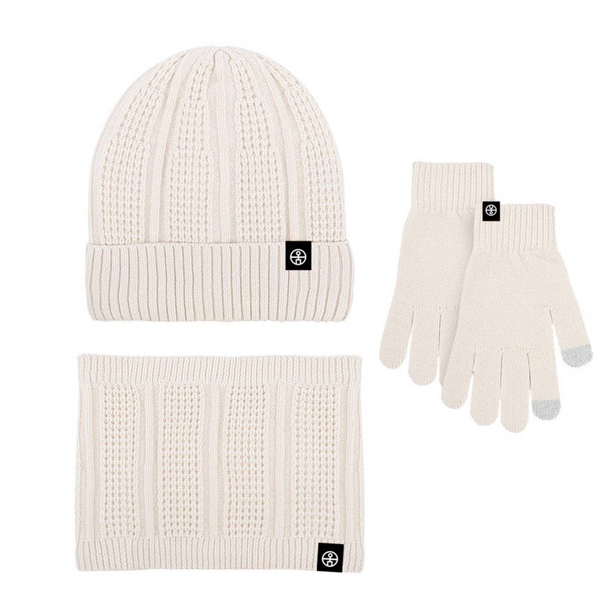 WINTER WOOL WARM PLUS FLEECE SCARF THREE PIECE SET