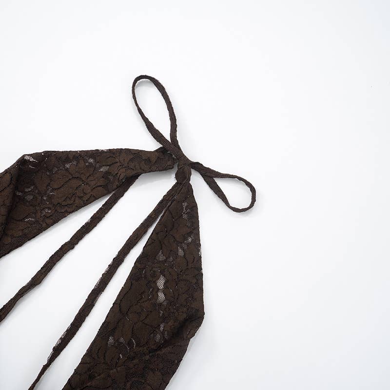 Lace Halter Backless Mini Dress