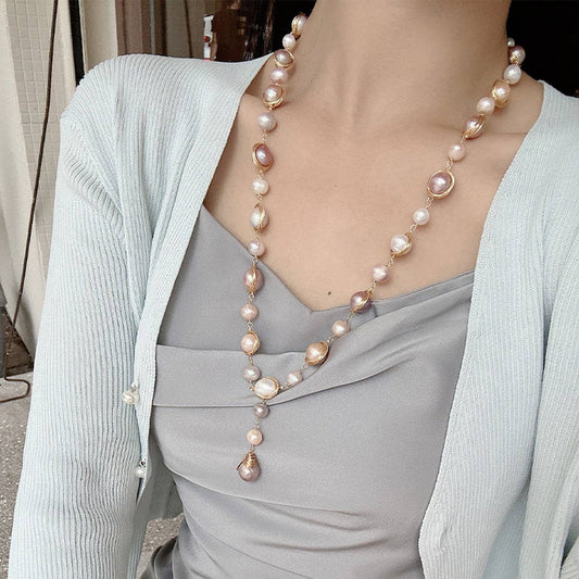 HIGH-GRADE FRESHWATER PEARL SWEATER NECKLACE