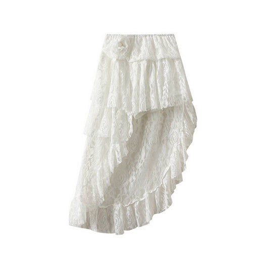 IRREGULAR LACE SKIRT CAKESKIRT HIGHWAIST MIDISKIRT