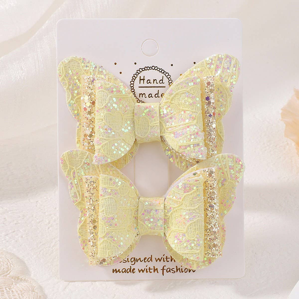 Cute Cartoon Glitter Bow Hair Clip Set
