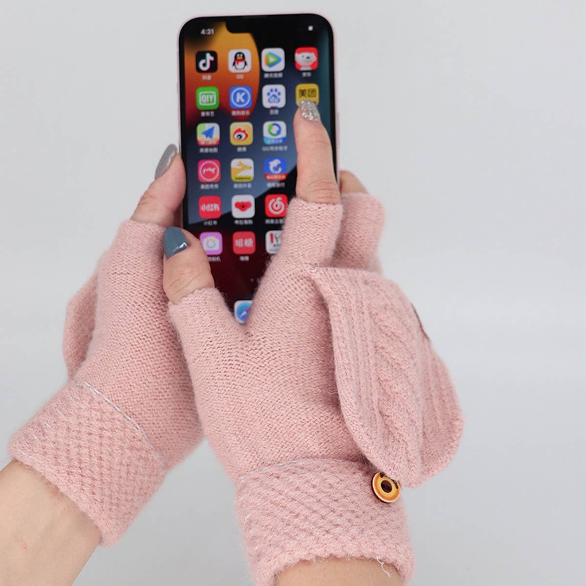 HALF FINGER FLAP CYCLING ANTI-FREEZE CABLE GLOVES_CWAG0155