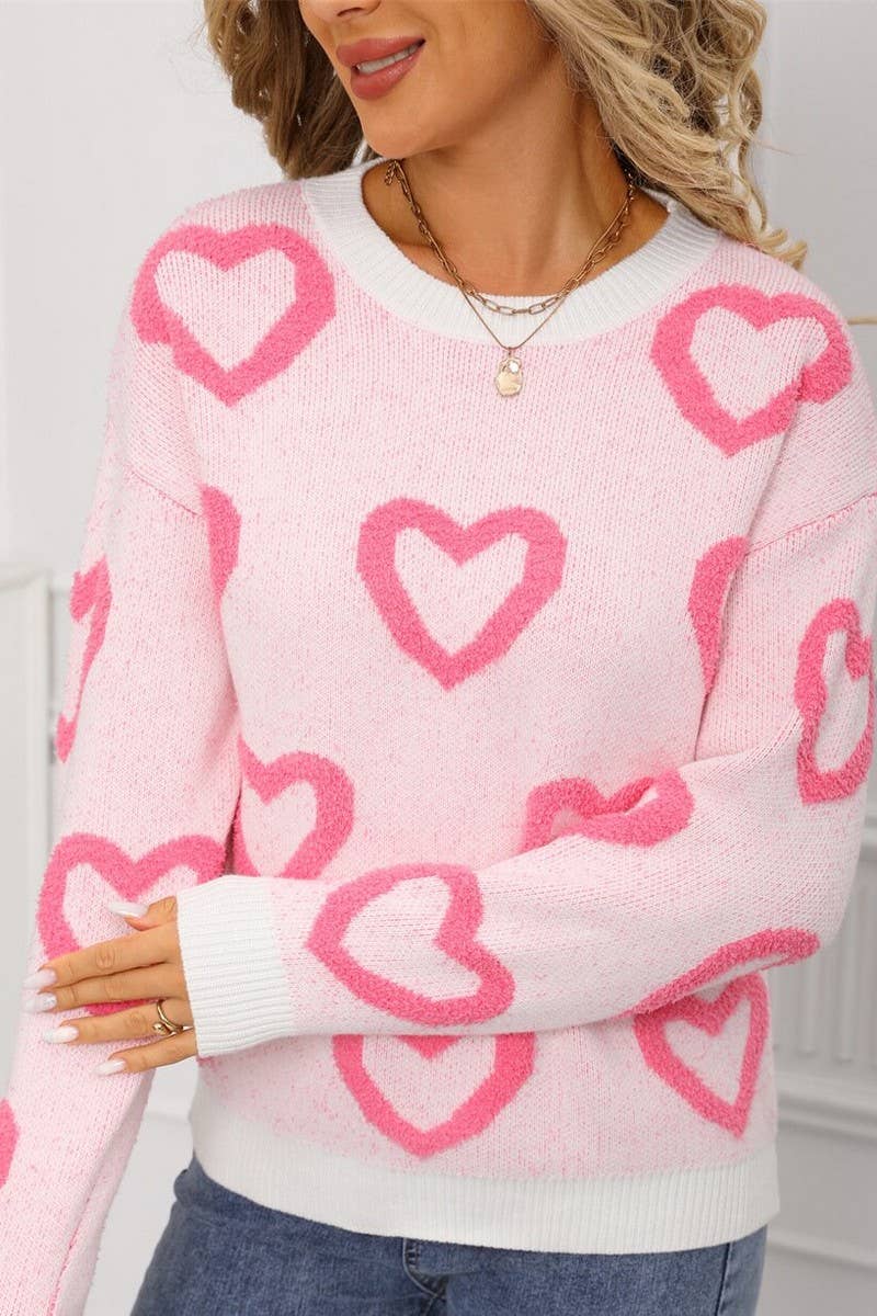 CWOSWL07592_VALENTINE HEART COLORBLOCK CREWNECK SWEATER