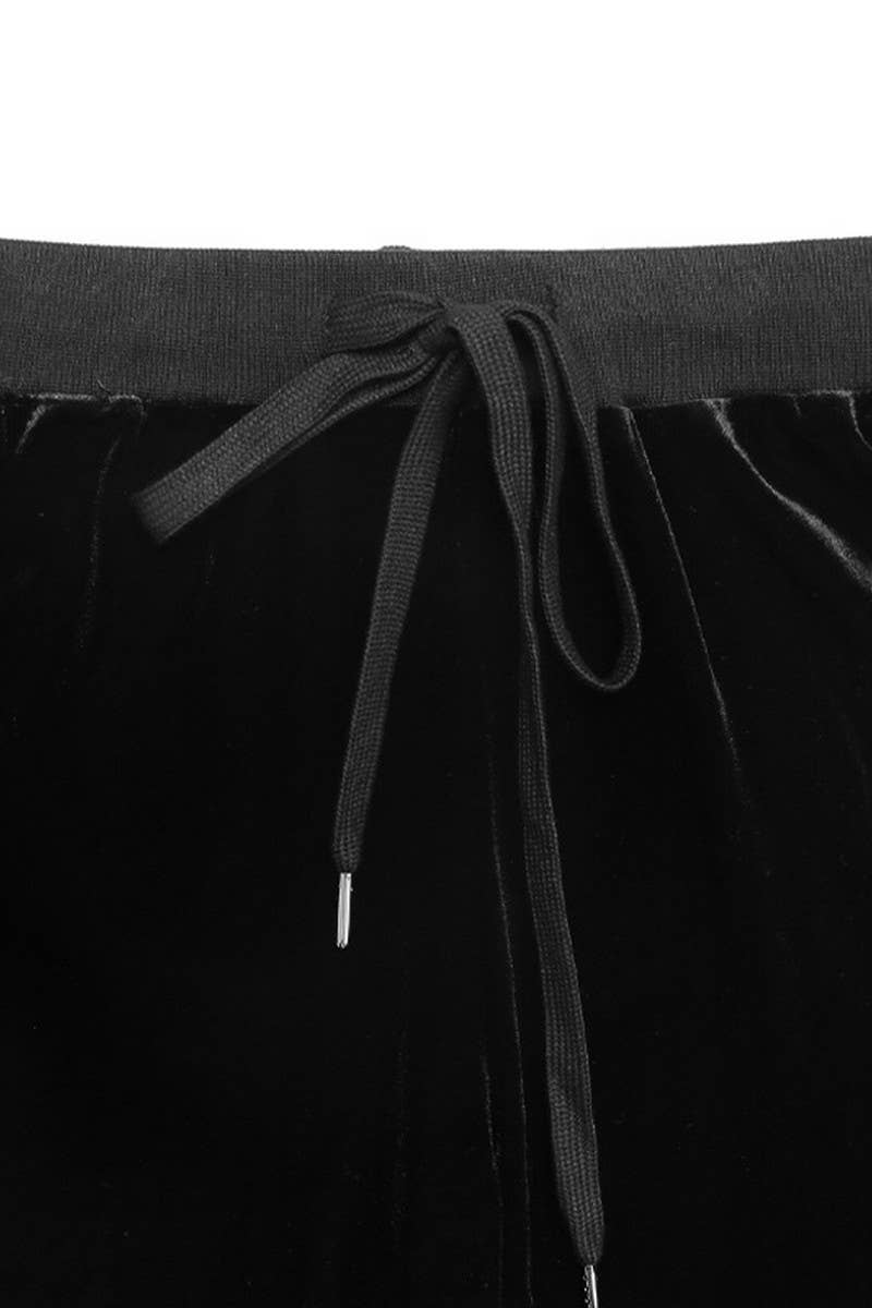 CWBLP2152_VELVET FLARE HIGH WAIST DRAPED PANTS