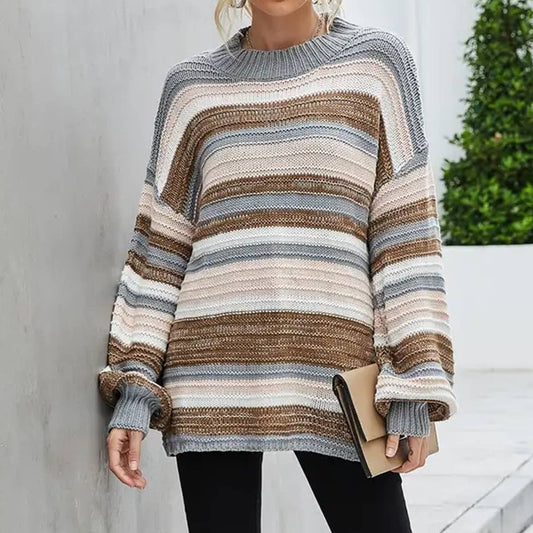 Jumper knitted striped patchwork sweater