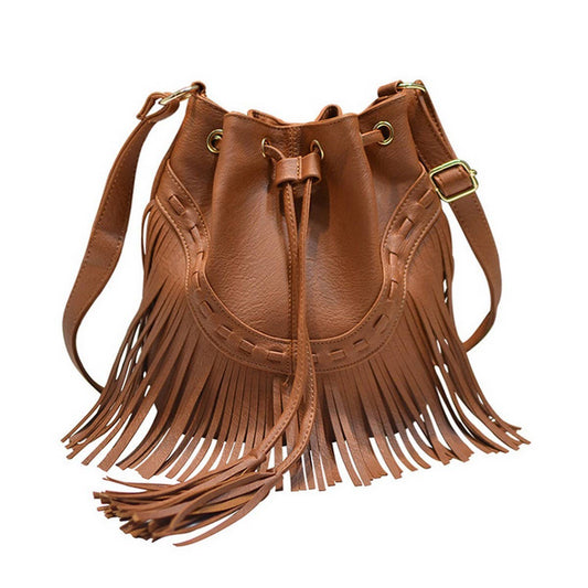 CWAB4539_DRAWSTRING HANDMADE TASSEL BUCKET SHOULDER BAG