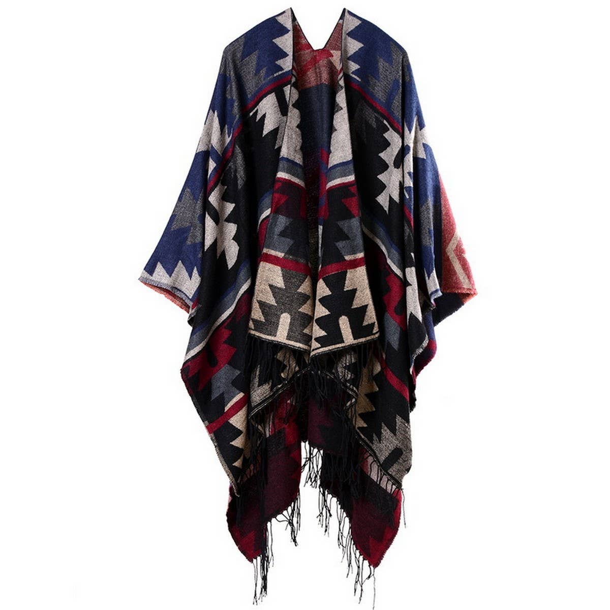FAUX CASHMERE SLIT SHAWL SCARF CAPE COAT CLOAK