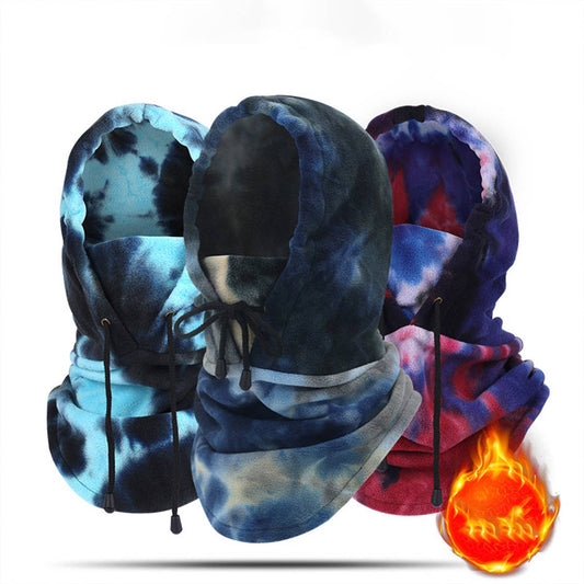 WARM TIE-DYE HOODED CYCLING SKI HAT NECK GAITER