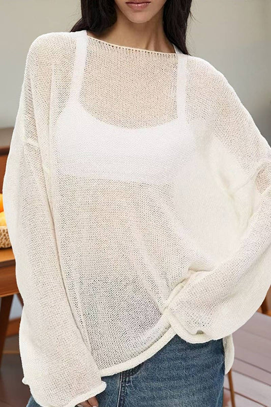 CWOSWL07647_SHEER MESH KNIT SWEATER LOOSE PULLOVER