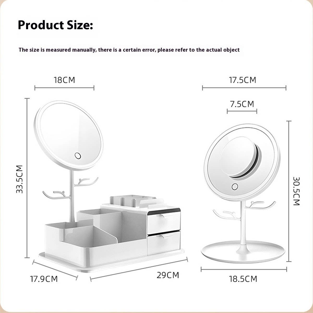 DESKTOP STORAGE BOX LED MAKEUP MIRROR