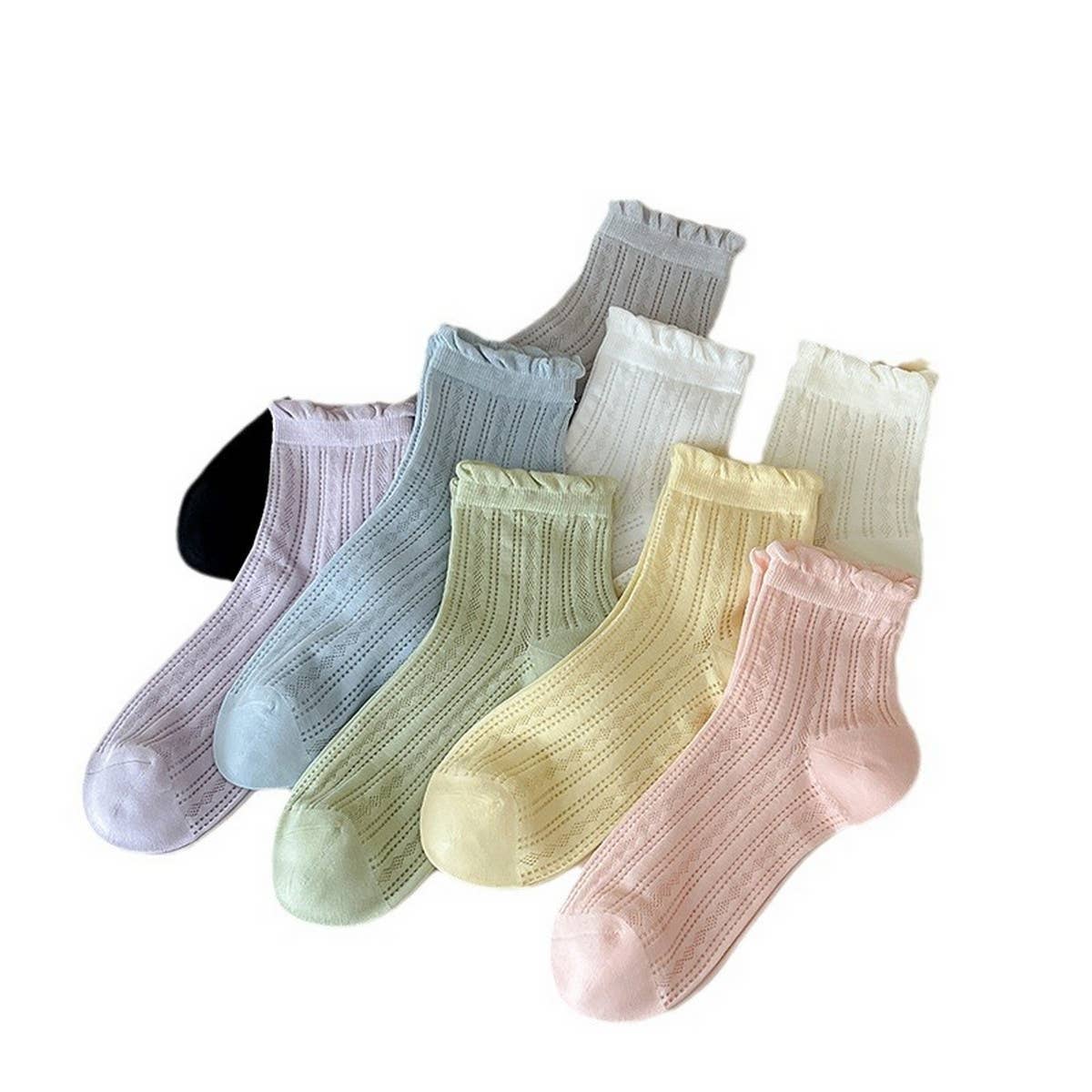 CASUAL MESH LACE BUBBLE CUFF SOCKS_CWMS0961