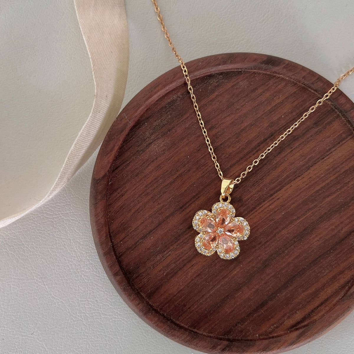 NEW CRYSTAL CHERRY BLOSSOM NECKLACE