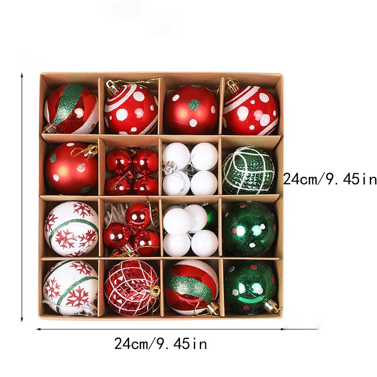 CWMM10427_36PCS CHRISTMAS TREE ORNAMENTS SHINY BAUBLES SET