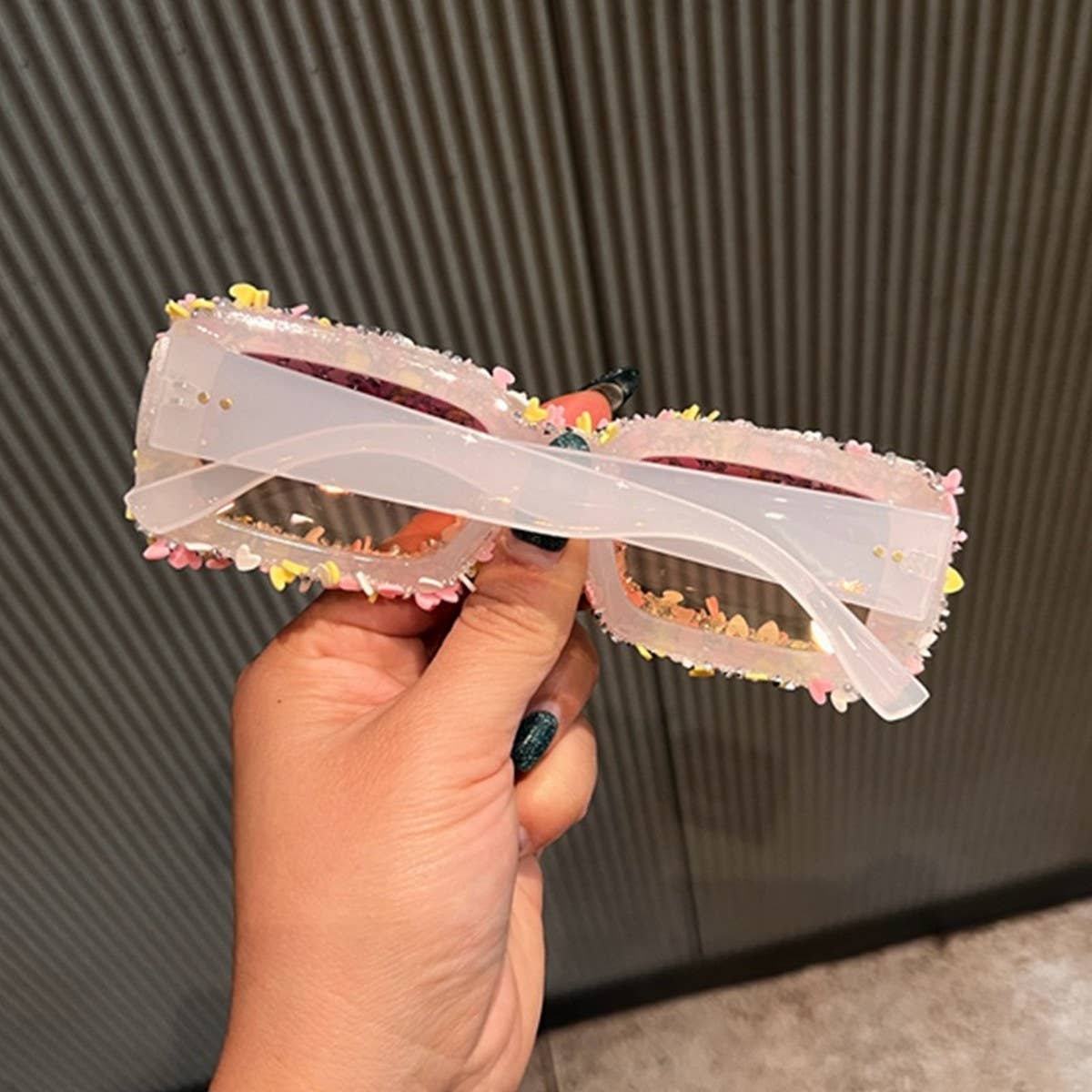 CANDY COLORED BEACH FLOWER DECORATED SUNGLASSES_CWASG0796