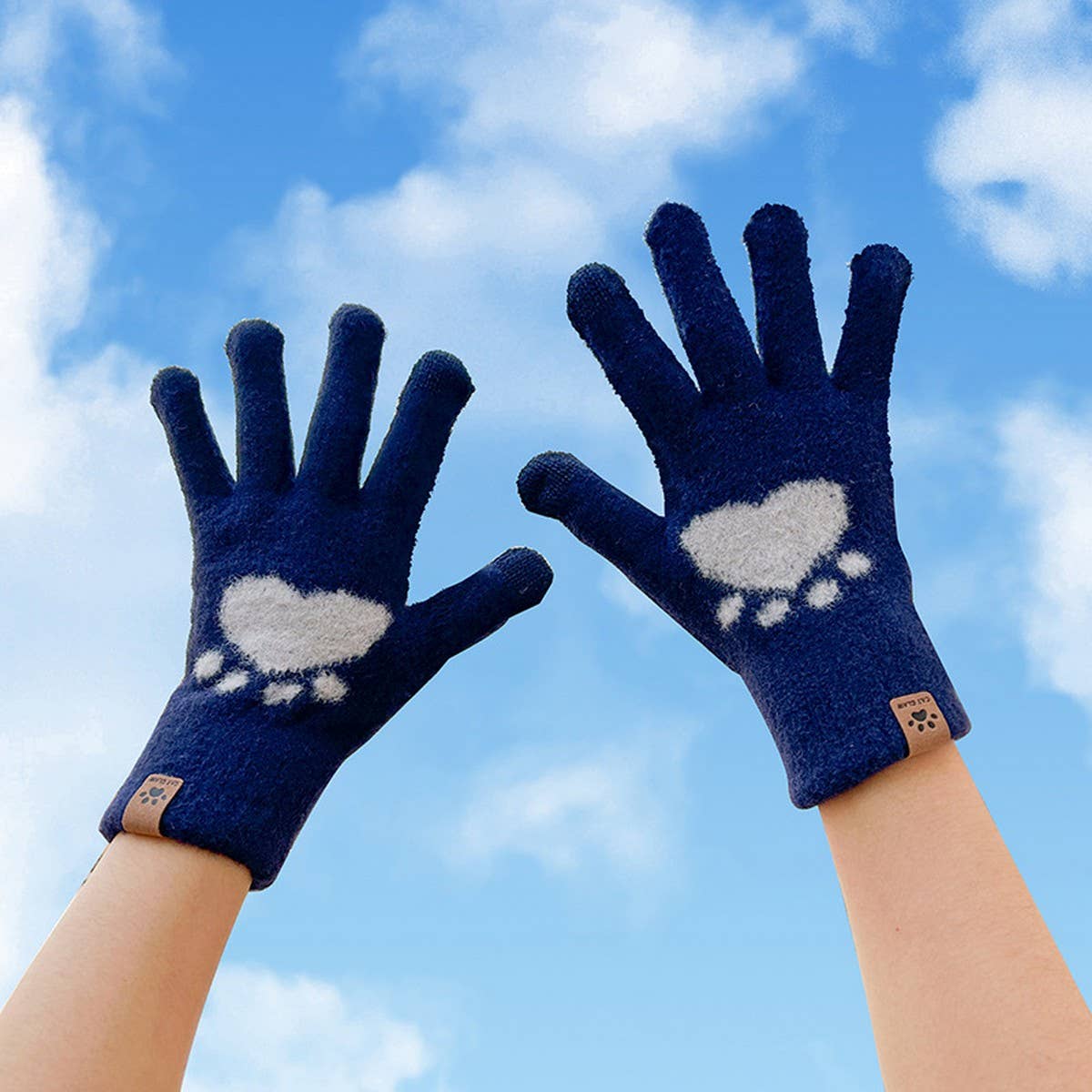 CARTOON CAT SCRATCHING GLOVES WINTER WARM GLOVES_CWAG0146