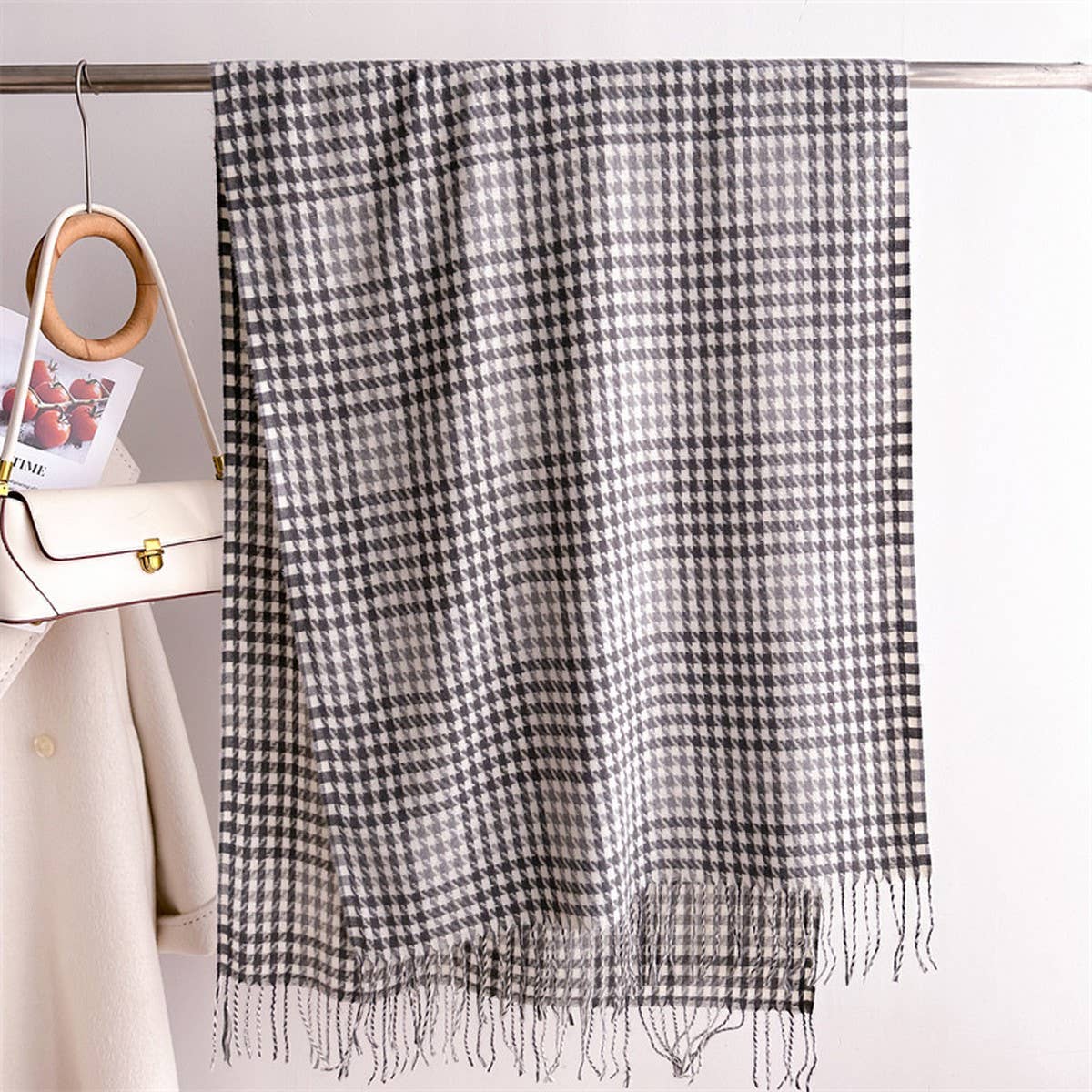 Woven Plaid Fringe Shawl Wrap for Fall Winter_CWASC2752