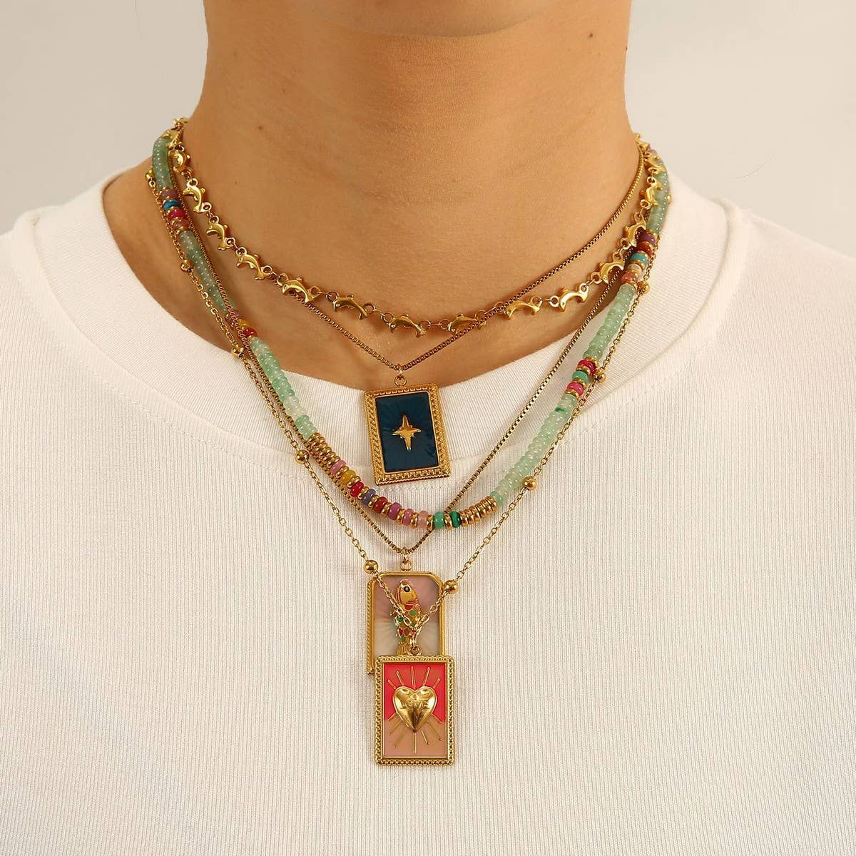 Vintage Style Steel Necklace with Heart Pendant