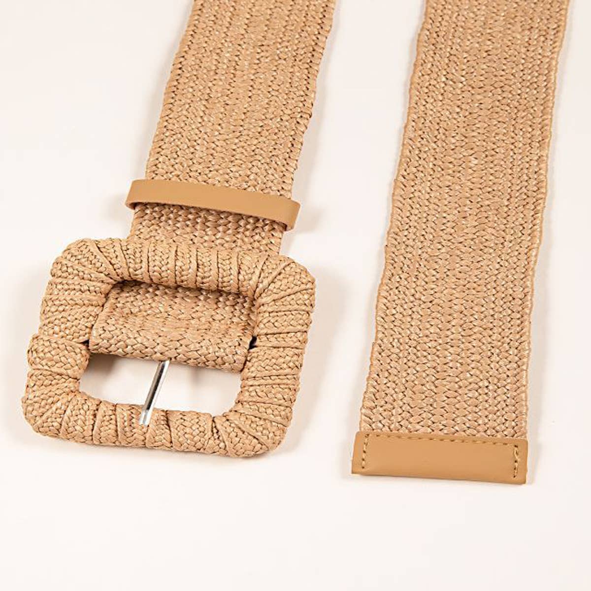 WOVEN SQUARE BUCKLE ELASTIC WAISTBAND_CWABE0438