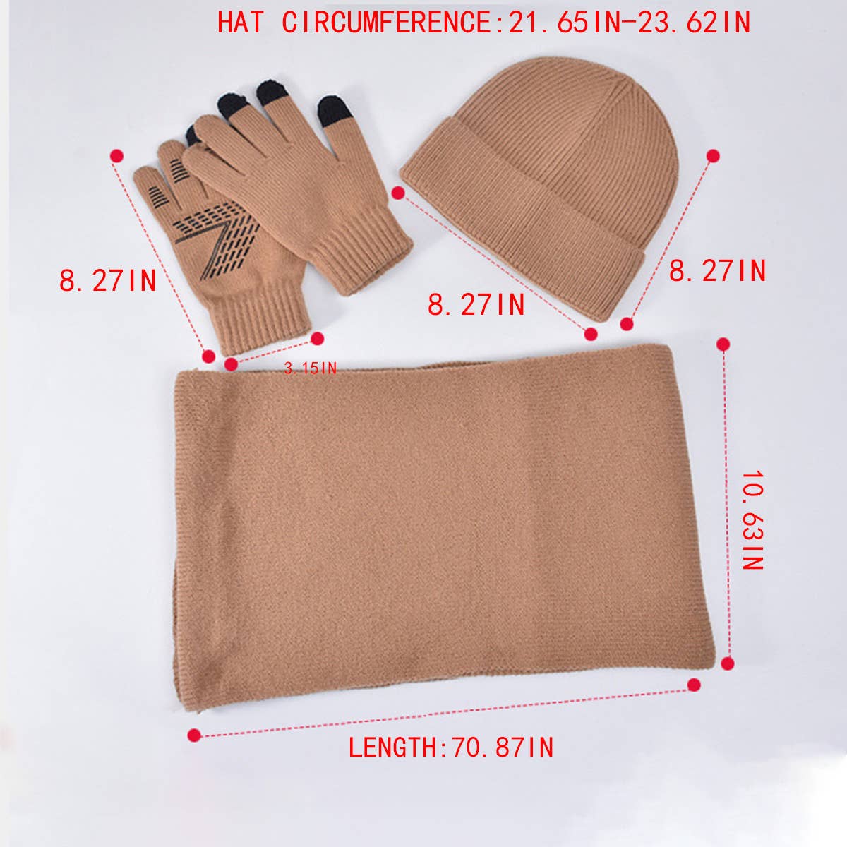 WINTER WARM OUTDOOR HAT GLOVES SCARF SET