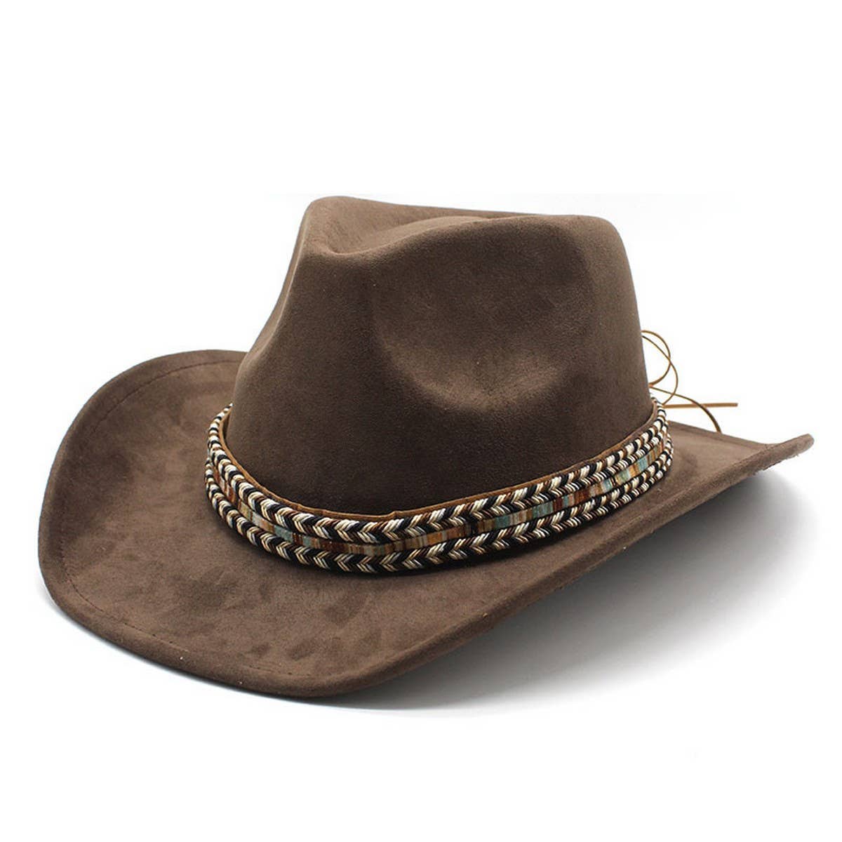 Faux Suede Cowboy Hat with Braided Band Unisex_CWAH2504